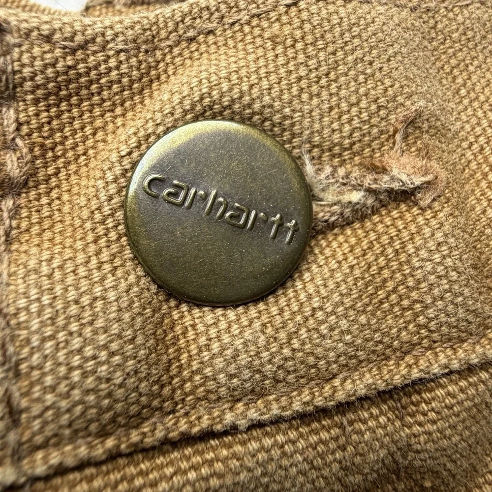 Vintage Carhartt WU1906 Duck Canvas Carpenter Work Shorts Brown Size 31 Y2K